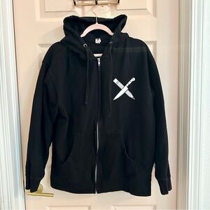 Black Hoodie with White Knife Design